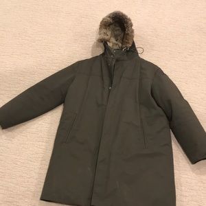 Authentic men’s theory winter parka w/ real fur